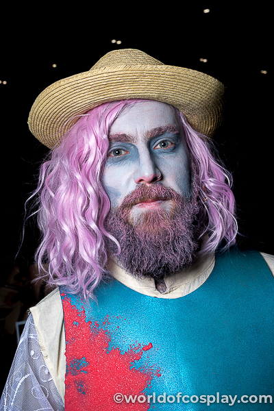 This cosplayer has attempted to match their beard with their wig using make-up