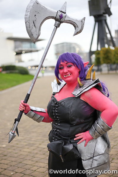 Bodypainted cosplay warrior