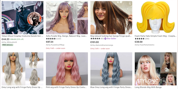 wigs for sale on etsy.com