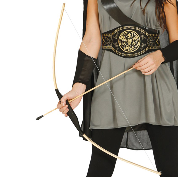 This basic 1.3m wooden bow and arrow kit can be bought for £6.99 (partydelights.co.uk).