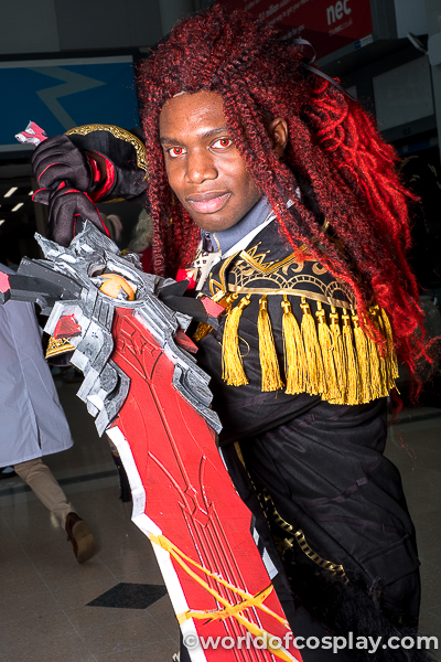 Cosplayer with 3D-printed sword