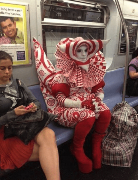Cosplayer on public transport