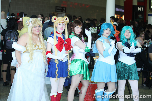 Anime fan-friends strike some of their characters' favourite poses at MCM London/Birmingham Comic Con