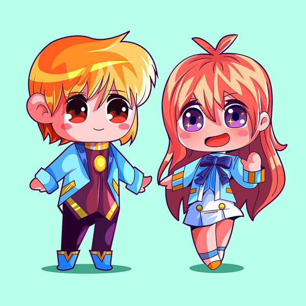 A pair of cute Chibi characters. ©freepik