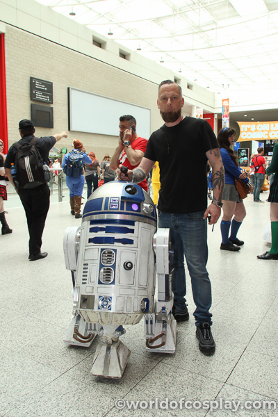 A Warsie created this awesome, remote-controlled R2D2 droid, seen here at MCM London Comic Con May 2019.