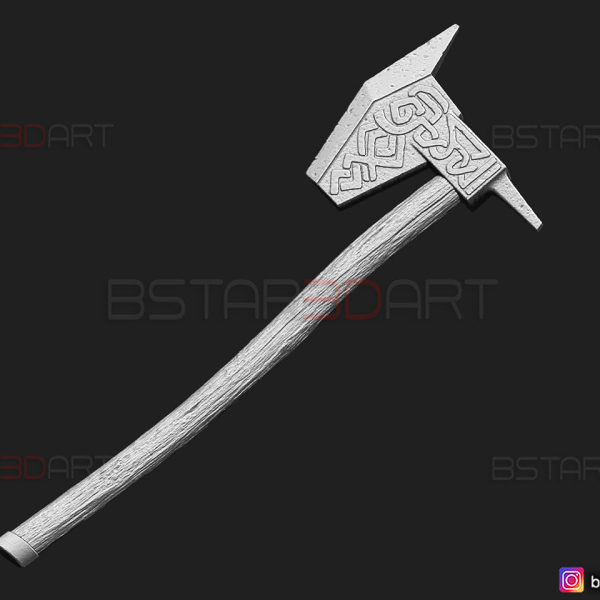 The 3D printing files for this full-sized Dwarven axe are available from @bstar3dart on myminifactory.com for $27. ©bstar3dart