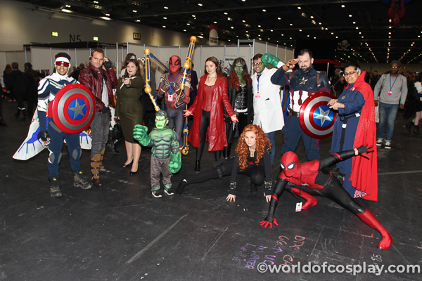 Marvel cosplay friends at MCM London Comic Con