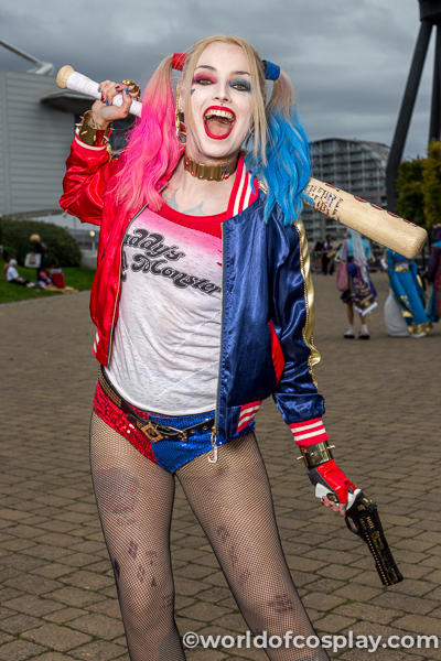 The brilliant @infamous_tyler_ann as Suicide Squad Harley Quinn at MCM London Comic Con October 2021. ©lezanophoto/worldofcosplay.com